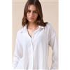 Calzedonia Camicia Corta Lino E Viscosa Bianco