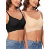 Kiiwah 2 Pezzi Reggiseno Schiena Scoperta Senza Ferretto, Reggiseno Invisibile Schiena Nuda in Seta Ghiacciata, Doux Bralette Donna, Imbottitura Rimovibile (Nero, Nudo)