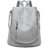 Mabecol Zaino Donna in PU, Zainetto Donna Borsa Antifurto, Zaino Donna Casual per Lavoro, Zaini Viaggio e Università, Zainetti Impermeabile da Donna Eleganti (Grigio)