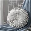 Bprtcra Cuscino rotondo in velluto, realizzato a mano, con pieghe a forma di zucca, per divano, sedia, letto, auto, colore grigio chiaro (Bianco)