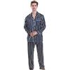 DEBAIJIA Pigiama Uomo Pigiami Accappatoio Camicie da Notte Biancheria da Notte Seta Set Pantaloni Vestaglia Manica Lunga (Blu-Banda-XXXL)