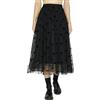 Happy Cherry Gonna Lunga in Tulle Donna Vita Alta Gonna Swing A-Line Versatile Moda Pieghe Principessa Gonne Vita Elastica per Festa Danza Nero M