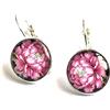Lunix Orecchini Pendenti Cabochon, Idea Originale per Regalo Natale,Peonia Fucsia, Fatto a Mano, Gioielli Donna