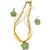 Lunix Set Parure Fiore Ricamato e Collana Nastro Organza e Cordoncino Cerato, Idea Originale per Regalo, Primavera, Fatto a Mano, Gioielli Donna Ragazza Bambina (Verde Acqua)