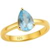 Sophia Rose Anello in argento sterling placcato oro con topazio blu US Size 8 / Diameter 18.2