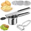 Lrocotanc Schiacciapatate Passapatate Manuale Schiaccia Patate con 3 Colini Sostituibili e Pelapatate Professionale Acciaio Inox Pressa per Purè di Patate Frutta