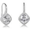 Diamond Treats Orecchini Pendenti Donna in Argento Sterling 925 con Zirconi Cubici Bianchi, Eleganti Orecchini Lunghi per Donna e Ragazza con Pietre Taglio Cuscino, Orecchini Donna Argento 925