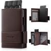 VULKIT Porta carte di credito Bifold Portafoglio in pelle pop-up per uomo Porta carte di credito con blocco RFID, può contenere 9 carte e banconote, tasca porta monete con cerniera