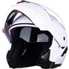 JIEKAI Casco Modulare Apribile Moto Touring Sport Visiera Parasole (Bianco Brillante, Medium)