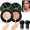 DYKeWei Mushroom Head CC Cream Foundation Air Cushion CC Cream Foundation Full Coverage for Flawless Powder Foundation Makeup make-up concealer Skin Color Basic BB, Moisturizing and Brightening (2pc-I, 20g)