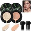 DYKeWei Mushroom Head CC Cream Foundation Air Cushion CC Cream Foundation Full Coverage for Flawless Powder Foundation Makeup make-up concealer Skin Color Basic BB, Moisturizing and Brightening (2pc-H, 20g)