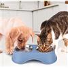 BAKAJI Doppia Ciotola per Animali Domestici, Scodella in Acciaio Inossidabile Ideale per Cani e Gatti di Piccola, Media, Grande Taglia, Capacità 2 x 350 ml, Dimensioni 36 x 19,5 x 9 cm (Azzurro)