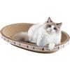AIGOUT Tiragraffi per gatti, 2 in 1, forma ovale, in cartone, per interni, per gatti che dormono (43 x 26 x 8 cm)
