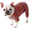 Blue Dream Island Vestiti per cani, pigiama classico a righe per bulldog francese, in morbido cotone, tuta a quattro zampe, anti-pelo, tutina per animali domestici per cani di taglia piccola e media (XS: blu arancione)
