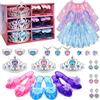 Mrabbitoo Principessa Vestire Abiti Ragazza - Costume Bambini con Robbe, Scarpe, Gioielleria, Giocattoli per Ragazze Età 3,4,5,6 anni, Scarpe Bambini Gioco di Ruolo Idea Regalo per Compleanno Natale