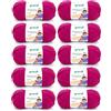 Gründl Happy Uni (Filato per Maglieria e Uncinetto con Carattere Simile alla Lana in 100% poliacrilico, Anti-Pilling, 100 g / 250 m, Dimensioni dell'ago: 4-5, 10 x 100 g), Fucsia