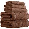 Lavish Home - Set di Asciugamani in Cotone di Lusso, ad Asciugatura Rapida, Senza Torsione e Morbidi, 6 Pezzi, con 2 Teli da Bagno, 2 Asciugamani e 2 Lavette, 30,5 x 30,5 cm, Colore: Cioccolato