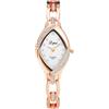 Hemobllo Orologio da polso da donna con strass e bracciale alla moda, elegante orologio da donna, mini vestito e bracciale (bianco dorato), Bianco rosato., Medium