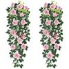 JOZMMZEOOA 2 Pezzi Rose Artificiali Ghirlande 90 CM Fiori Rose Artificiali Decorazioni Pianta Cadente Fiori Finti Interno Esterno Piante Pendenti Artificiali,per Matrimonio Casa Feste Giardino (Rosa)