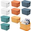 HAOTIAN-X 10 contenitori con coperchio, in 5 colori, impilabili in plastica con manici, cubi di alta qualità per bagno, cucina, ufficio, 25 x 18 x 16 cm