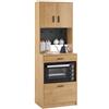 SoBuy Mobiletto Cucina con Ripiano Microonde e Pannello Forato - Armadietto Alto Salvaspazio con Cassetto, Sportelli e Ripiani - Madia Moderna per Cucina, Soggiorno, Dispensa - 60x170x40cm FSB98-N