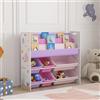 [en.casa] Scaffale per Cameretta con Contenitori Morbidi a Scaletta per Libri e Vaschette Porta Giochi Mobile a Misura di Bimbi 78x86x27 cm Decorazione Oceano