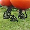 Lin's Wood Metallo Cat Giardino, 3 Pezzi Decorazione per Prato, Scultura Gatto per Cortile All'aperto, Decorazione Inglese (Gatto Nero)