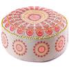 Mandala Life ART Fodera per cuscino da pavimento rotondo bohémien - 60x20 cm - 100% cotone - Custodia pouf per pouf per soggiorno, camera da letto, patio e altro (Rosso, 60x20cm)