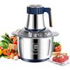 Qawner Tritatutto elettrico 500 W con ciotola in acciaio inox 5 L, 5 velocità, 6 lame rimovibili, frullatore per carne, verdure e cibo per neonati (blu)