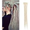 SEGO Dreadlock Extension Treccine Capelli Finti 5 Pezzi Dread Rasta Donna Bambina Braiding Hair Fibre Crochet 50cm Biondo Chiarissimo
