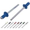 Marcopol Confezione da 500 pezzi di rivetti ciechi verniciati 4,0 x 8 mm, a testa emisferica, DIN 7337, rivetto in alluminio e mandrino in acciaio, rivetti a pressione (500, Blu Genziana RAL 5010)
