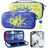 RHOTALL Custodia da trasporto per Nintendo Switch e Switch OLED, custodia rigida da viaggio portatile per accessori di gioco con custodia nera e 2 tappi per pollice, per tema Splatoon
