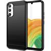 owlhold Cover per Samsung Galaxy A34 5G, Custodia Spazzolata e Fibra di Carbonio Morbido Silicone TPU Slim Fit Case, Antiurto, Antigraffio, Antiscivolo, Protezione Grado Militare, Nero