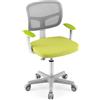 FANTASK Sedia da scrivania per bambini girevole a 360°, verde, con 5 ruote bloccabili, 80-91,5 cm, altezza regolabile con schienale e braccioli, per bambini dai 3 ai 10 anni