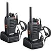 eSynic Walkie talkie a lungo raggio UHF 400-470 MHz, 16 canali, torcia LED con cuffie, ricetrasmittente FM portatile per attività nella natura, ciclismo e trekking