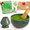 Goodwei Set Matcha Latte - Kit Matcha Premium con Ciotola con Beccuccio, Frustino in Bambù, Supporto, Cucchiaino & Matcha Biologico - Set Giapponese per Matcha Latte & Cerimonia del Tè (Menouseki)
