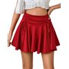 Avidlove Mini gonna sexy da donna, corta, a pieghe, linea ad A, a vita alta, plissettata, estiva, per carnevale, feste, mini gonna basic, tennis, scuola, skirt, Colore: rosso, L