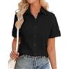 UMIPUBO Donna Camicia Estiva Elegante Cotone Manica Corta Camicetta con Bottoni Colletto Polo Scollo V Camicie Moda Maglietta Top Shirt Bluse Abbigliamento Casual Versatile (Bianco, S)