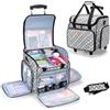 Luxja Borsa Tote per Insegnanti con Carrello Staccabile, Borsa per Insegnante con Ruote con Tasche Multiple e Cuscinetto di Supporto Inferiore, Puntini Grigi