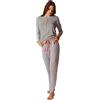 LOVABLE Pigiama Donna Lungo di Cotone Serafino Grigio Grigio