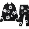 ZEZEZ Set di Tuta da Uomo e Donne con Stampa in Schiuma Denim Tears di Marca alla Moda, Giacca con Cappuccio E Pantaloni,Felpa con Cappuccio,Set Felpa in Pile con Cappuccio(Black and white 2 pieces,S)