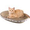 AIGOUT Tiragraffi per gatti, 2 in 1, forma ovale, in cartone, per interni, per gatti che dormono (47 x 32 x 9 cm)