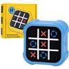 xinrongda Gioco del Tic Tac Toe, Console Portatile per Puzzle 3 In 1, Gioco per Feste In Famiglia per La Crescita Educativa e Della Memoria, Giochi da Viaggio Portatili (Blu)