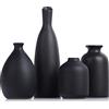 QIANLING Set di 4 Vasi Neri in Ceramica - Vaso Mini Nero per Fiori, Piccolo Vaso Moderno per Decorazione Tavolo, Centro Tavola Boho per Decorazione Casa, Centrotavola in Set per Matrimoni, Tavolo, Decorazioni