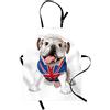 ABAKUHAUS Bulldog Inglese Grembiule, Cucciolo con la bandierina, Comodo per la Cucina Unisex con Collo Regolabile per Cucinare Cuocere Arrostire e Giardinaggio, Cream Navy Blu Rosso