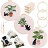 Allazone 3 Pz Punch Needle Kit Ricamo Starter Kit, Kit Completo per Ricamo con Piante e Gatti Motivo e Lstruzioni, Set da Ricamo per Principianti e Adulti