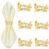 Rosedreamer Set di 6 fermagli per tovaglioli, alfabeto, con fibbie, per tovaglioli, decorazione da tavolo per matrimoni, feste, ramadan, banchetti (oro)