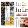 QEEROYO 180 Paia di Rivetti per Cuoio, 3 Misure Borchie Ribattini per Cuoio, Rivetti in Pelle Bronzo, Borchie Decorative Ribattini, Rivetti Doppia Testa, per Borse, DIY, Jeans, Scarpe, Riparazioni
