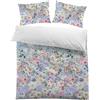 HOMHOMHA Fiori Copripiumino Matrimoniale 240x220 e 2 Federa 50x80cm Completo Copripiumino Estivo Blu Fiori Poliestere Biancheria Da Letto Utilizzabile In Tutte Le Stagioni
