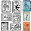 CRASPIRE Timbri Trasparenti Animali Marini Filatelico Oceano Medusa Stella Marina Tartaruga Cavalluccio Marino Conchiglia Riutilizzabili Retro Trasparente Sigilli in Silicone per Timbri per Diario